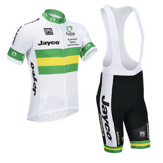 2013 Maillot Australia Tirantes Mangas Cortas blanco Y verde